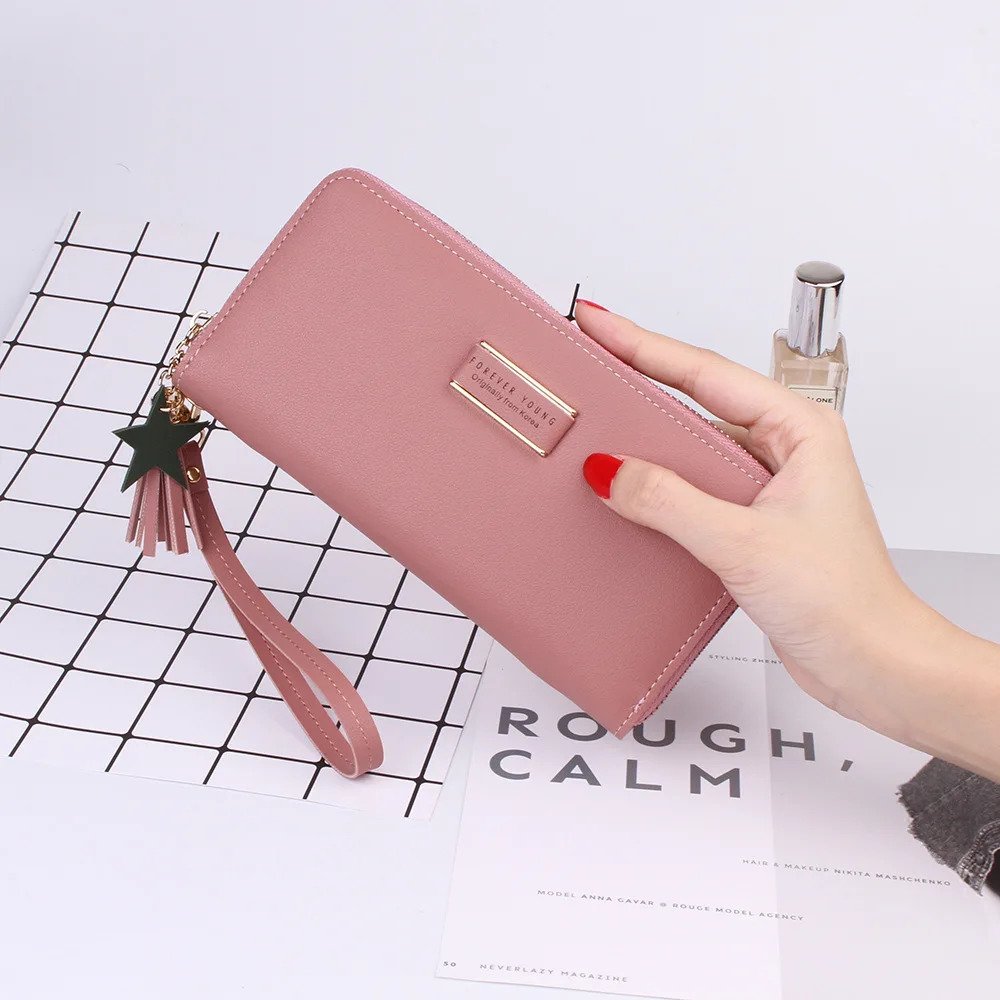 Женский кошелек с пятиконечной подвеской и кисточками длинный клатч Дамские