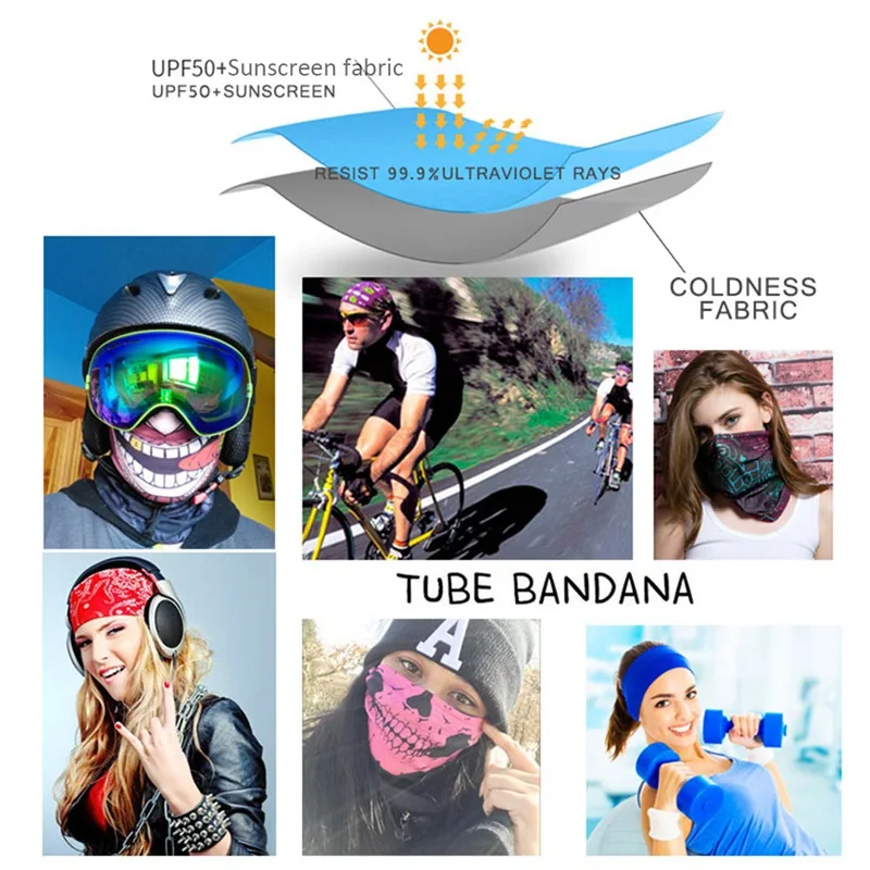 

3D Seamless Magic Bandana Neck Gaiter Skull Mask Halloween Scarf Headwear Motorbike Hiking Scarf Cycling Bandanas Fishing Turban