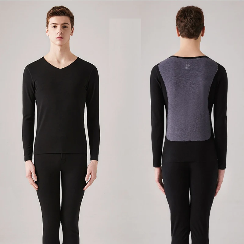 

men Thermal Underwear suits 2020 Winter Men's long johns Dralon Heating Seamless Patch slim fit Fleece keep warm 2 Piece Set