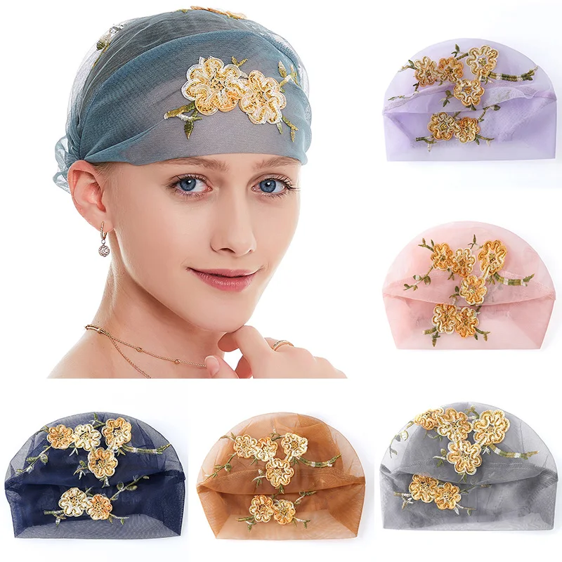 

Islamic Head Cover Wrap Underscarf Caps Muslim Lace Embroidered Full Cover Bandage Hat Headscarf Turban Women Hair Hijab Cap