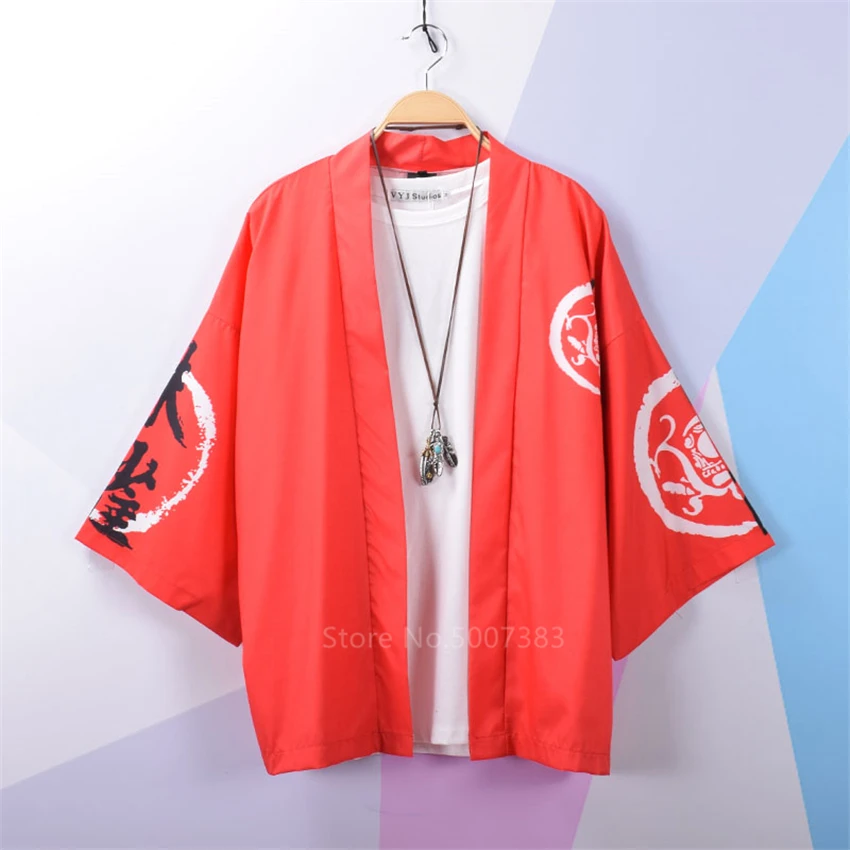 Кимоно в японском стиле Харадзюку винтажный кардиган с драконом уличная одежда