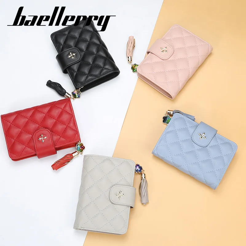 

Business Soft Leather Wallets For Women Short Coin Purse Stylish Small Credit Card Wallet With Tassel Pendant Ladies Purses