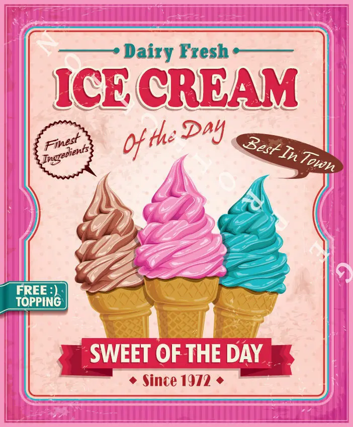 

ICE CREAM OF THE DAY METAL TIN SIGN POSTER WALL PLAQUE