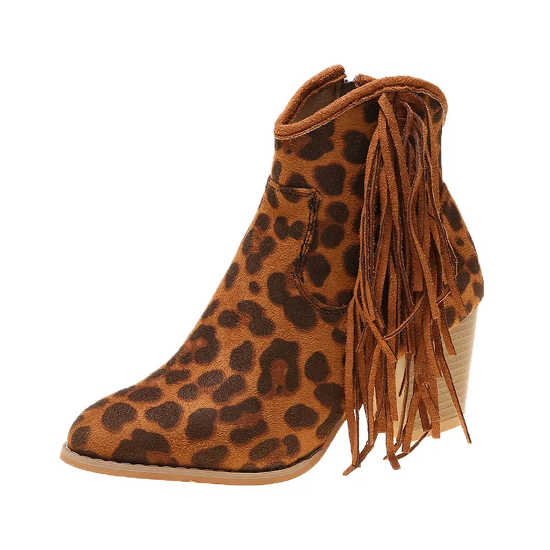 

Bohemian Boho Heels Boot Ethnic Women Tassel Fringe Suede Leather Ankle Boots Woman Girl Flat Zapatos De Mujer Booties