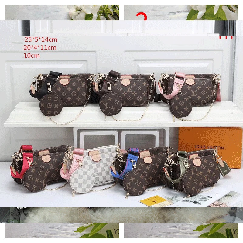 

2021 New Women's Bags, Shoulder Messenger Bag, Chain, Underarm, Three-piece Women's Bag, Fashionable Small Bag A14