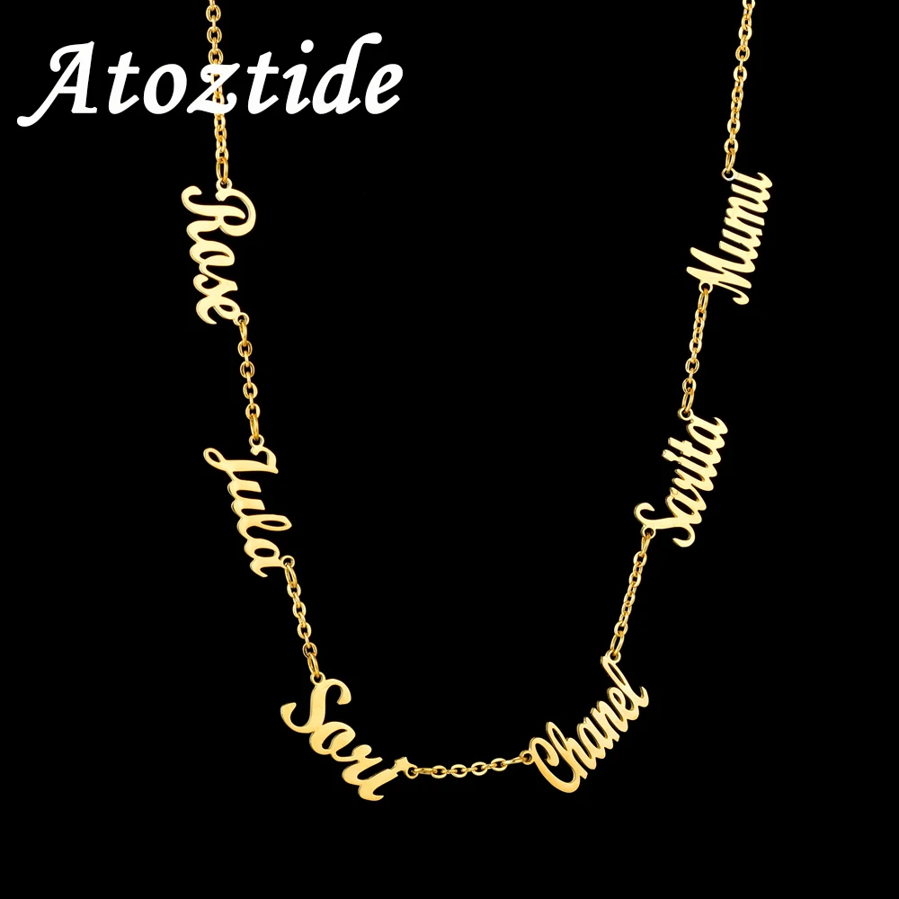 

Atoztide Custom Multiple Personalized Name Necklaces Jewelry Chain Pendant name gold necklace for women stainless steel Gifts