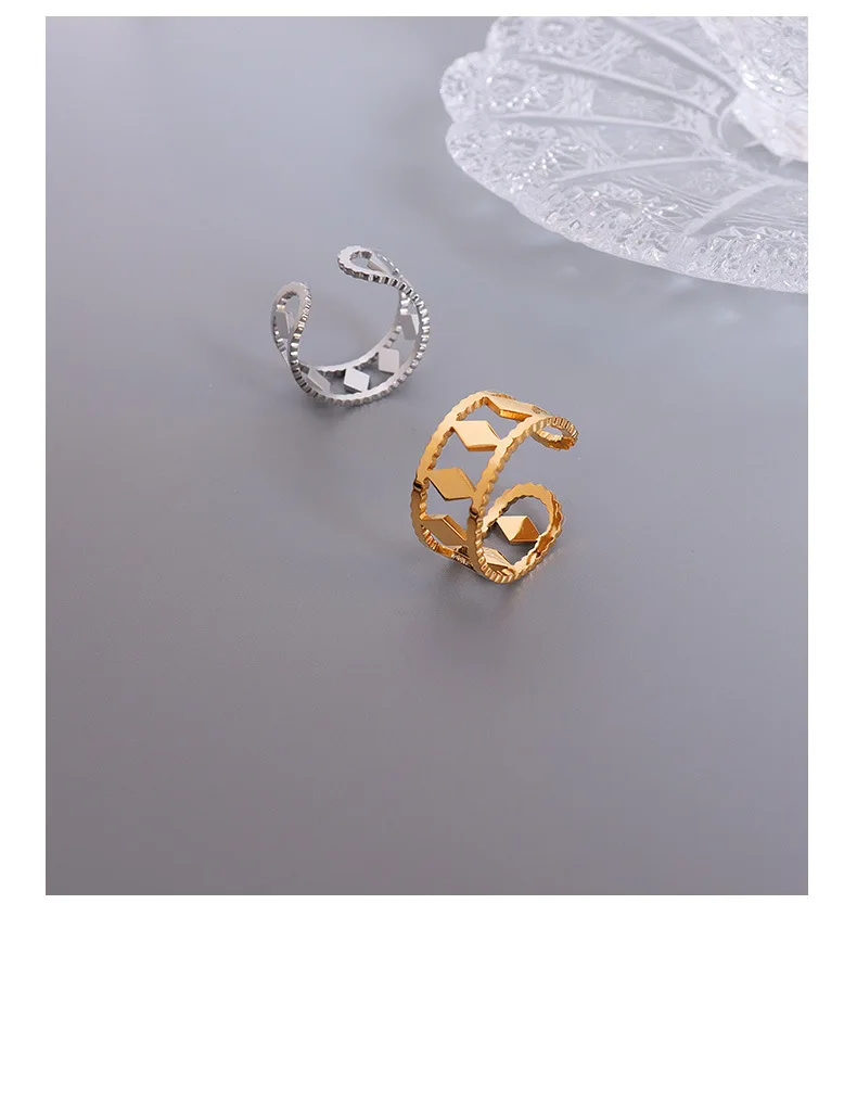 

French Ins Simple Style Open Ring Fashion Personality Ring Adjustable 18k Gold Titanium Steel Women Rings