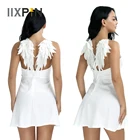 Черный, белый цвет маленькая фея ангел с крыльями Вышивка Патчи реквизит сцена для маскарадные костюмы на Хэллоуин, аксессуары