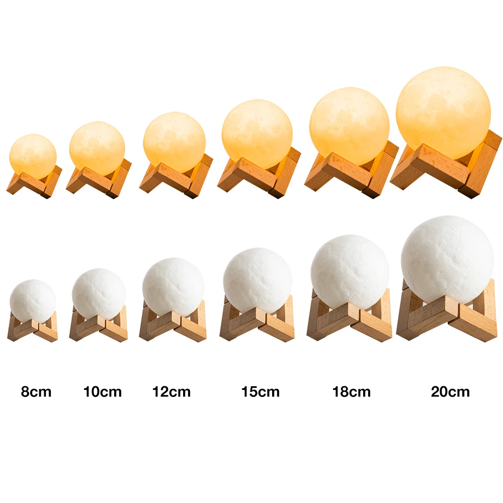 Лунный светильник 2 цвета меняющий 3D сенсорный выключатель перезаряжаемый принт