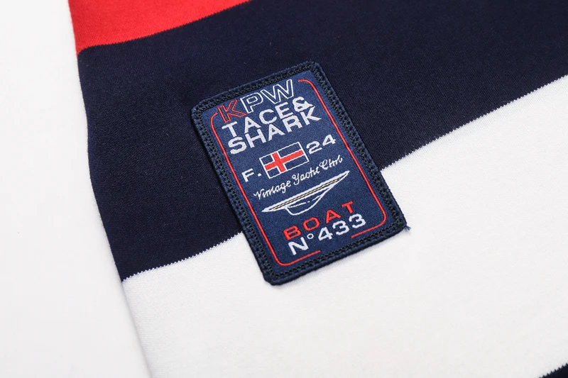 

TACE&SHARK T-Shirt men 2020 new Long sleeve comfort embroidery casual high fabric stripe letter pattern clothing free shipping