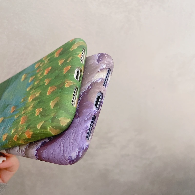 art oil painting landscape flowers phone case for iphone 12 11 pro max x xs max xr 7 8 puls se 2020 cases soft silicone cover free global shipping