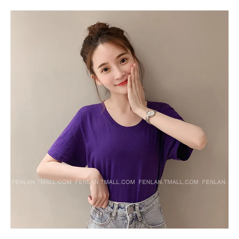 Футболка женская хлопковая с коротким рукавом модная мягкая свободная