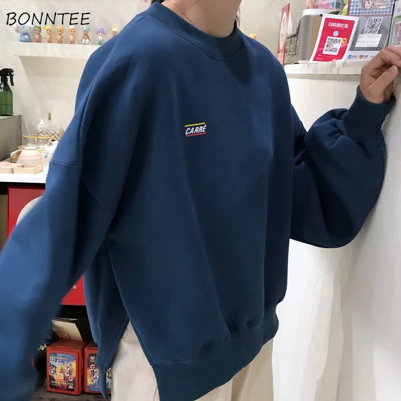 Женские свободные толстовки в стиле Харадзюку модные свитеры с вышитыми буквами