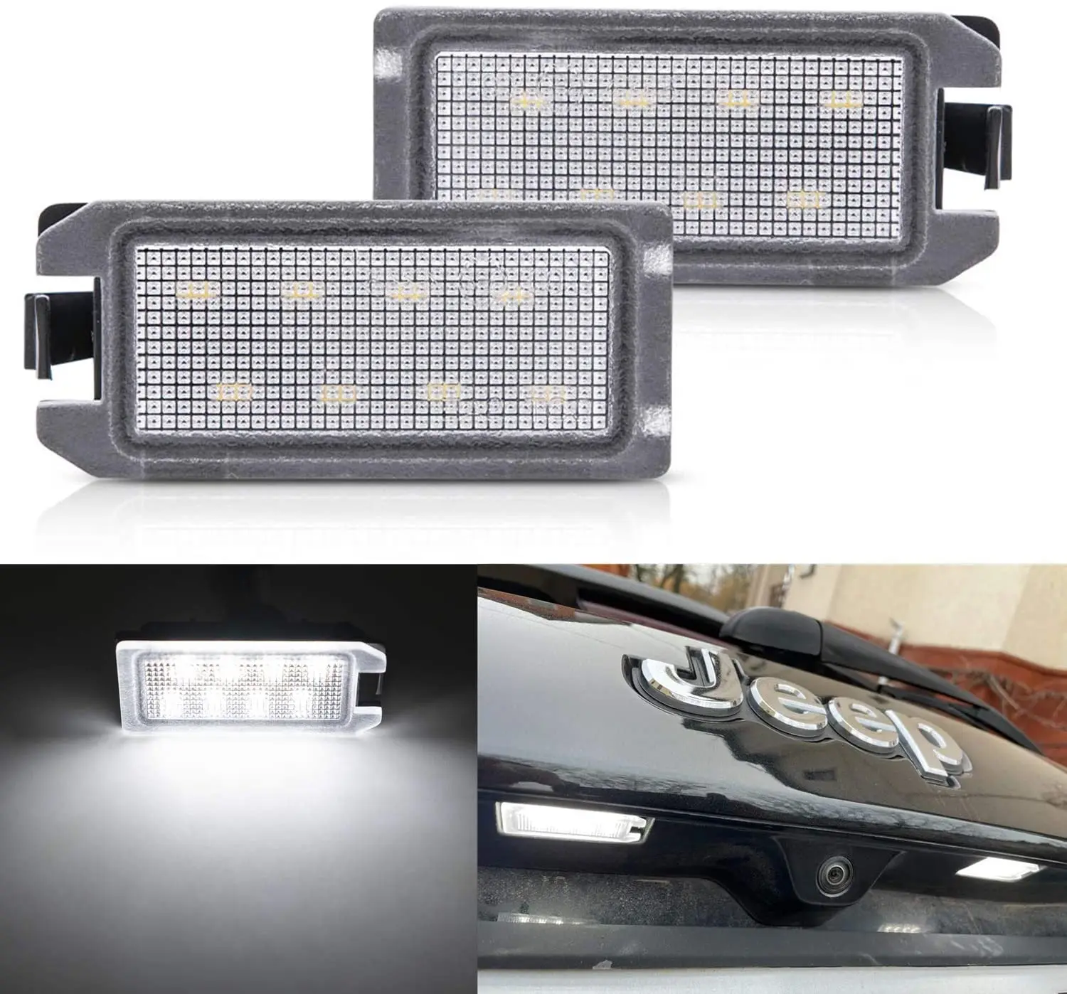

2X Canbus LED License Number Plate Light For 14-20 Jeep Grand Cherokee WK2 14-17 Compass Patriot 2015-2017 Dodge Viper 13-17