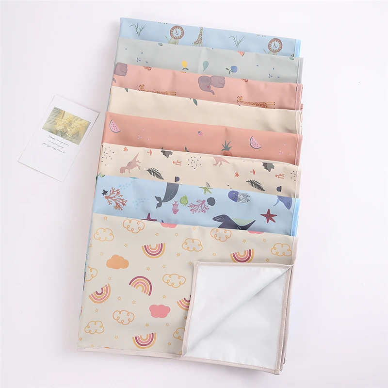 Cute Cartoon Newborn Baby Diaper Pad Washable Soft PU Waterproof Urine Pad Bed Changing Pad Liners Reusable Picnic Travel Mats