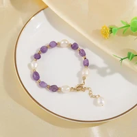 coeufuedy real pearl bracelet freshwater pearl bracelet for women party white pearl amethyst beads bracelets trendy jewelry