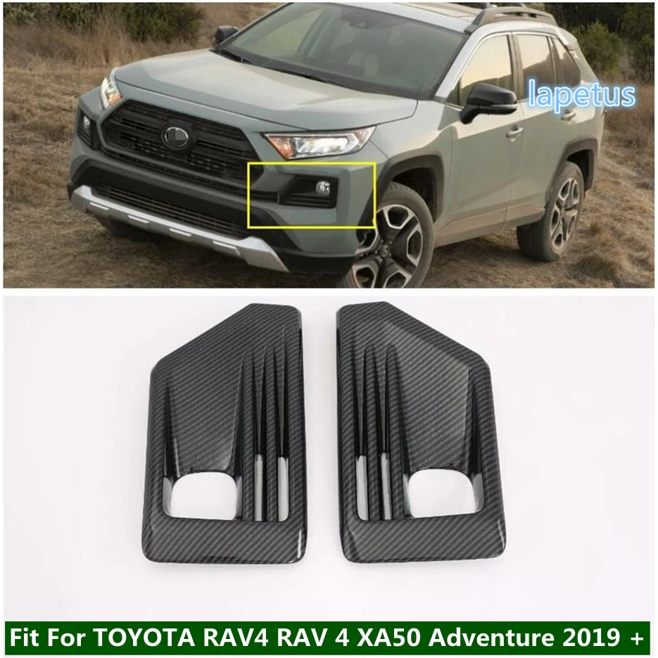 Front Fog Lights Lamp Decoration Frame Cover Trim Carbon Fiber ABS Fit For TOYOTA RAV4 RAV 4 XA50 Adventure 2019 2020 2021