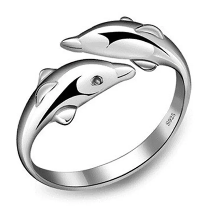 

Fashion Dolphin Open Index Finger Ring Silver Color Women's Ring Accessories Creative Female Jewelry Gifts