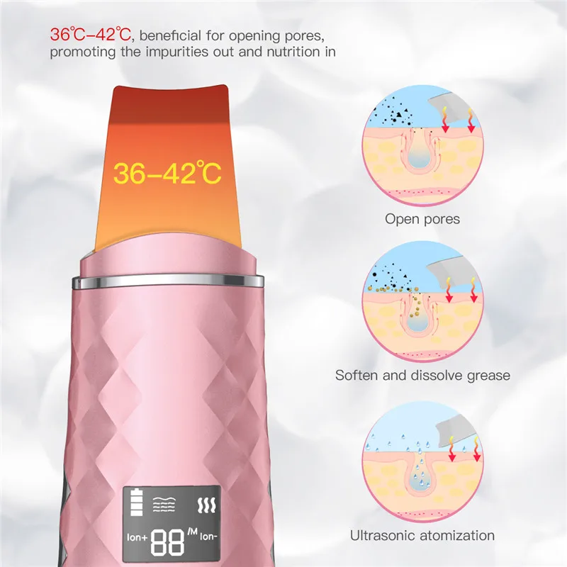 CkeyiN ультразвуковой скруббер для кожи шпатель лица Глубокая чистка горячий