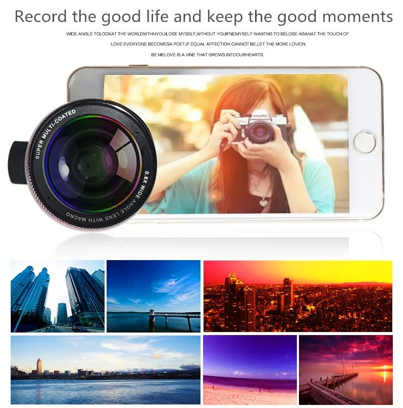 2 в 1 мобильный телефон объектив 4K HD 15X макро 0.6X широкоугольный для iPhone 8 10 X Samsung LG