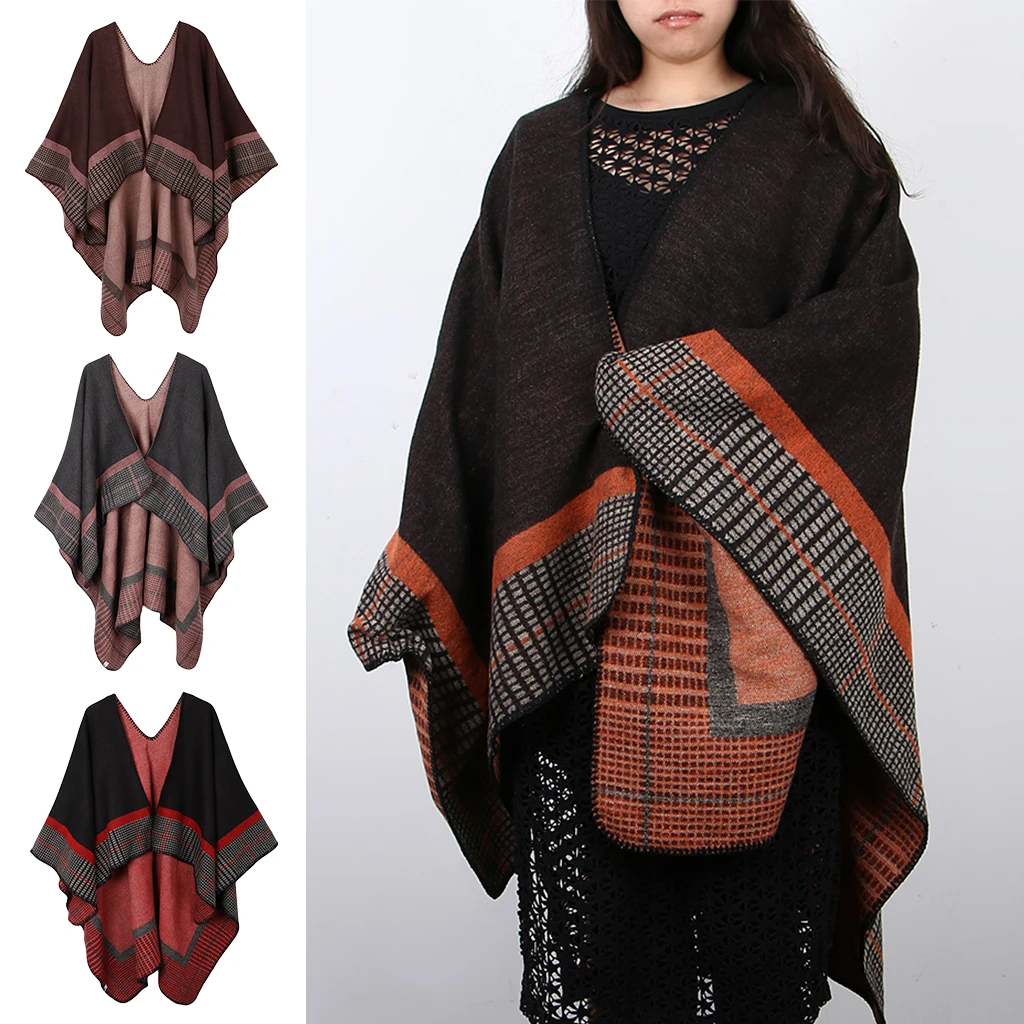 

Women's Elegant Wool Blend Cardigan Shawl Wrap Open Front Sweater for Winter
