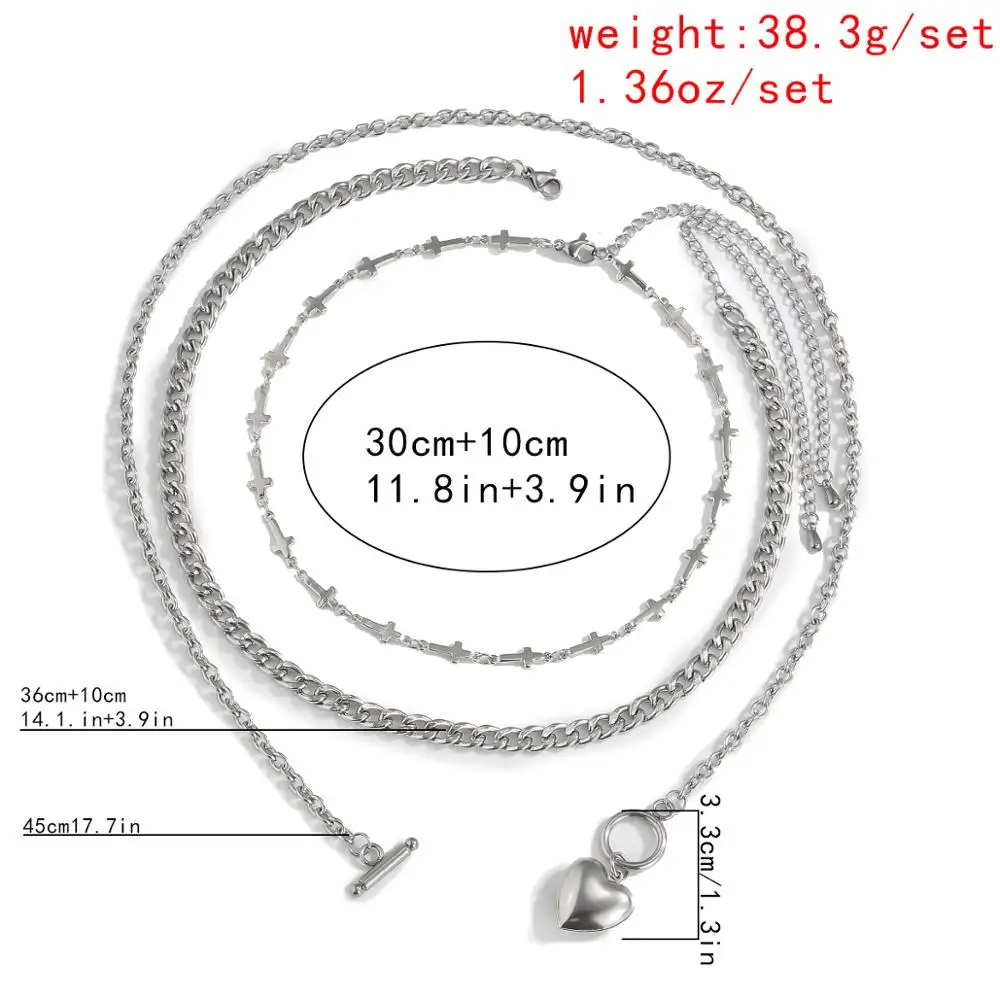 

Goth Punk Cross Jesus Choker Necklace Hip Hop Geometric Stainless Steel Lover Heart Lariat Pendant Chain Necklaces Women Jewelry