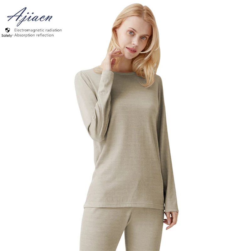 

New Arrivals electromagnetic radiation protective women's long underwear set EMF shielding silver fiber close-fitting underwear