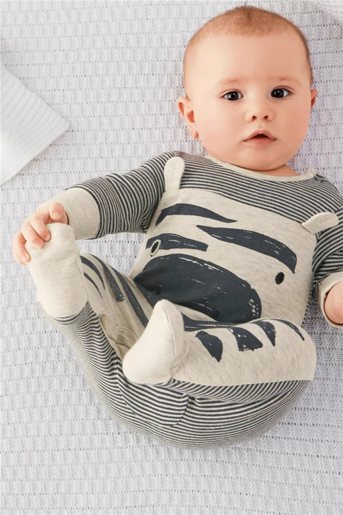 2021 Autumn New Fashion Baby Boy Clothes Set Cows Cute Gray Striped Rompers+Hat 2Pcs Newborn Clothing |
