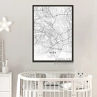 Киев, Украина, черно-белый цвет, фотография стены, художественный постер на холсте, принты в скандинавском стиле, картины для гостиной