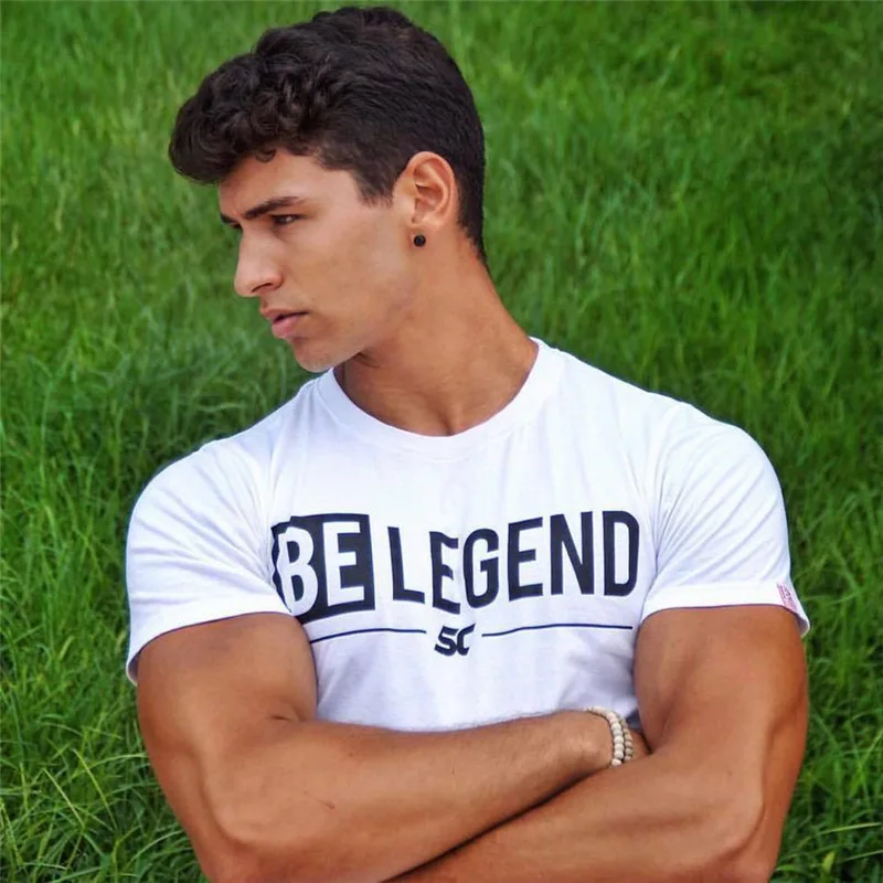 

Mens summer fitness Bodybuilding cotton t-shirt gyms workout Short sleeve shirts male Fashion leisure tees tops brand clothes