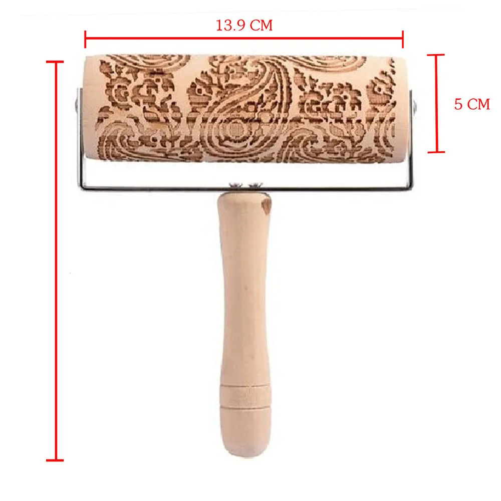 Рождественская Скалка деревянная скалка для тиснения с узором Рождественский