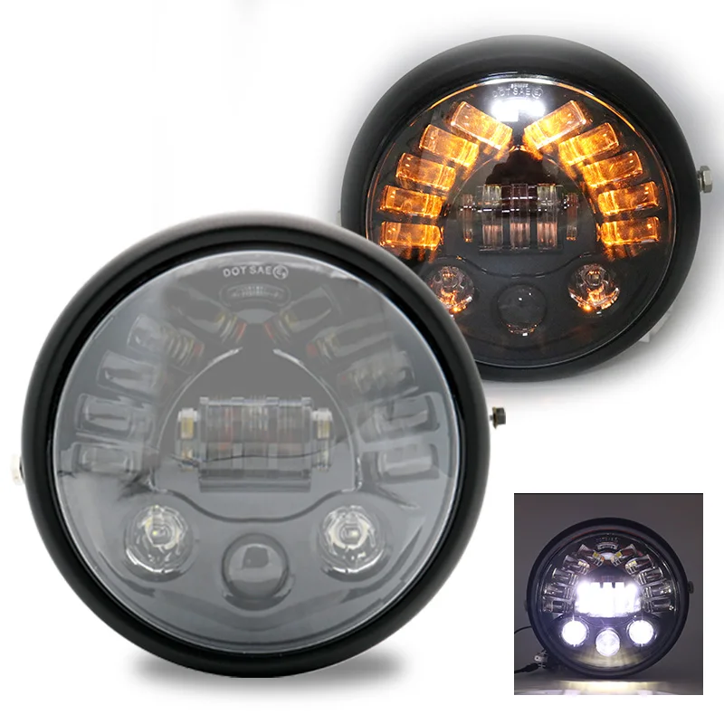 7 5 &quotмотоцикл LED проектора передние фары с дюймов корпус для Honda Yamaha Сузуки