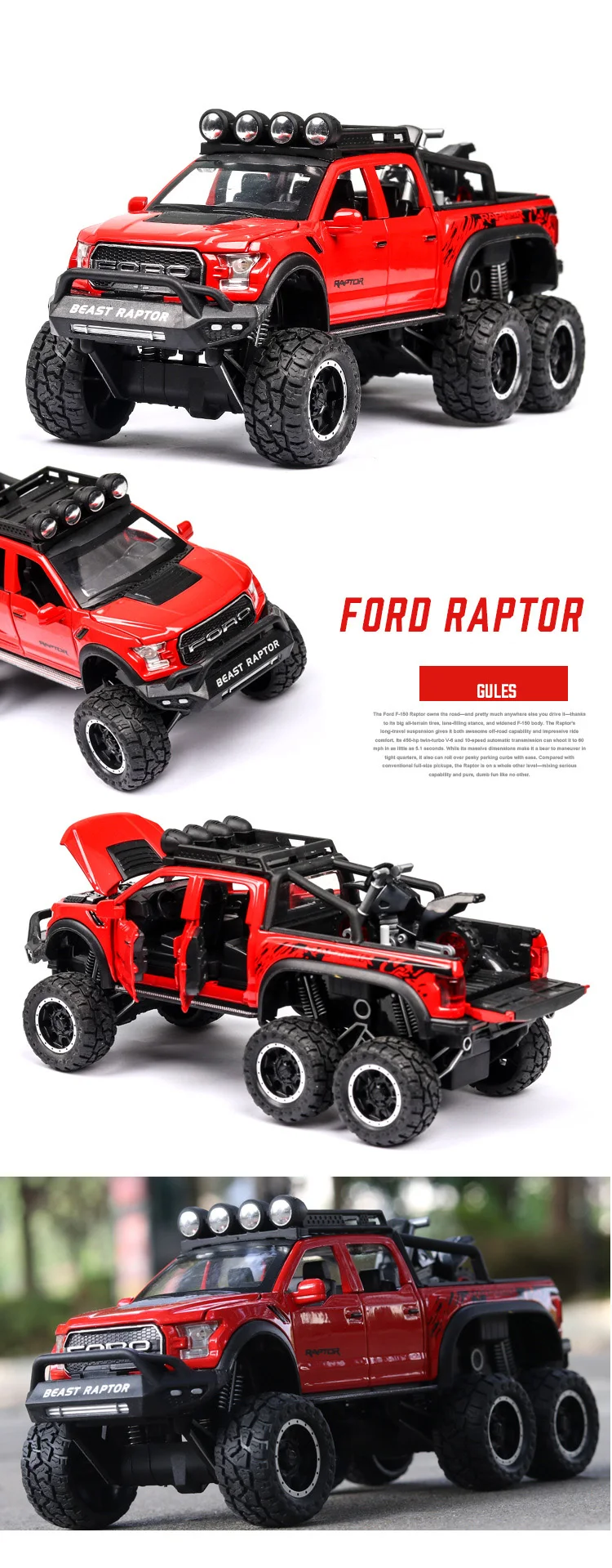 Hot 1:28 scale wheels Ford F150 Raptor metal model with light and sound Pickup truck diecast car pull back alloy toy collection