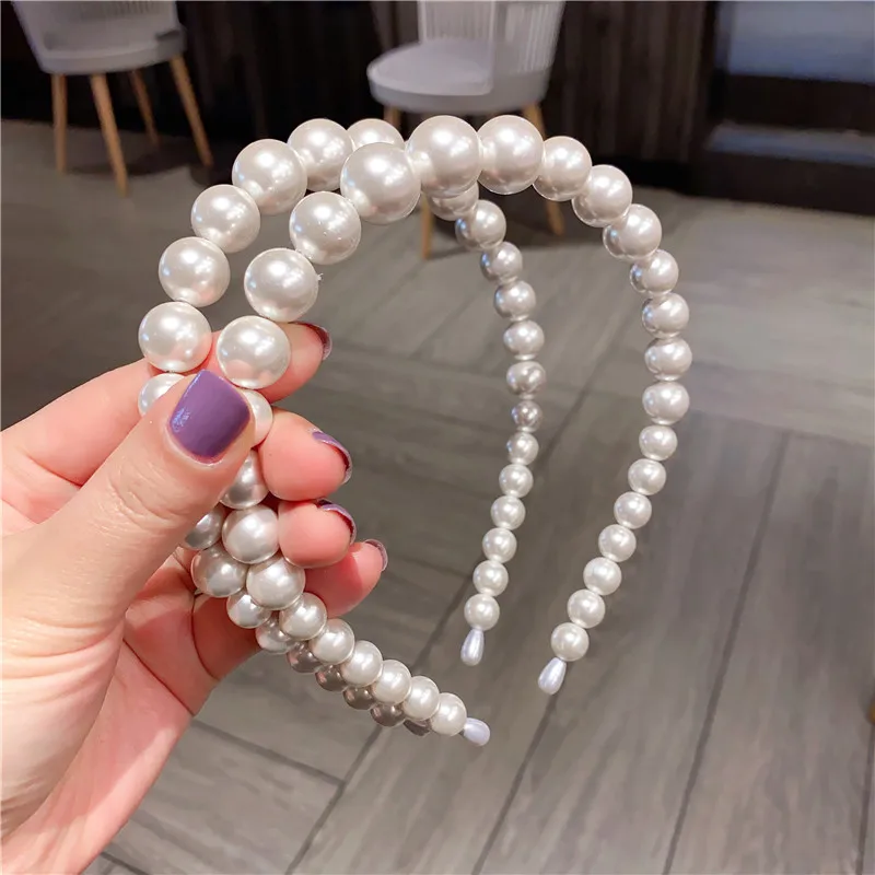 

Peals Hairband Hot Lovely Turban Head Band Pearl Hair Accessories Fresh Women Hair Hoop Striped Hair Bands Headwear