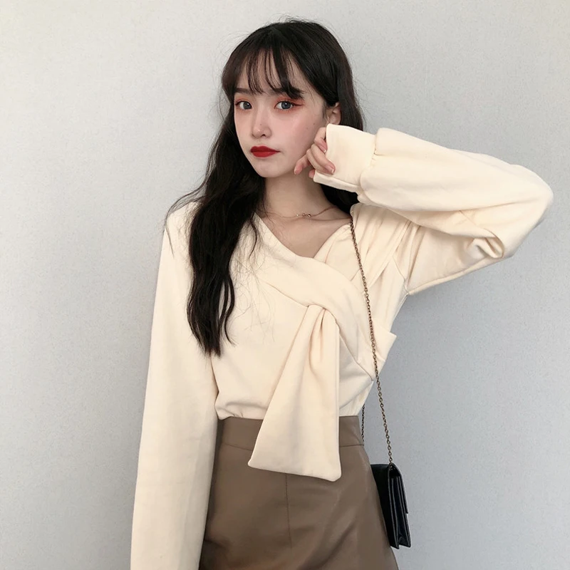 Joinyouth корейский свитер Одноцветный крест милые пуловеры Harajuku Осень зима теплая