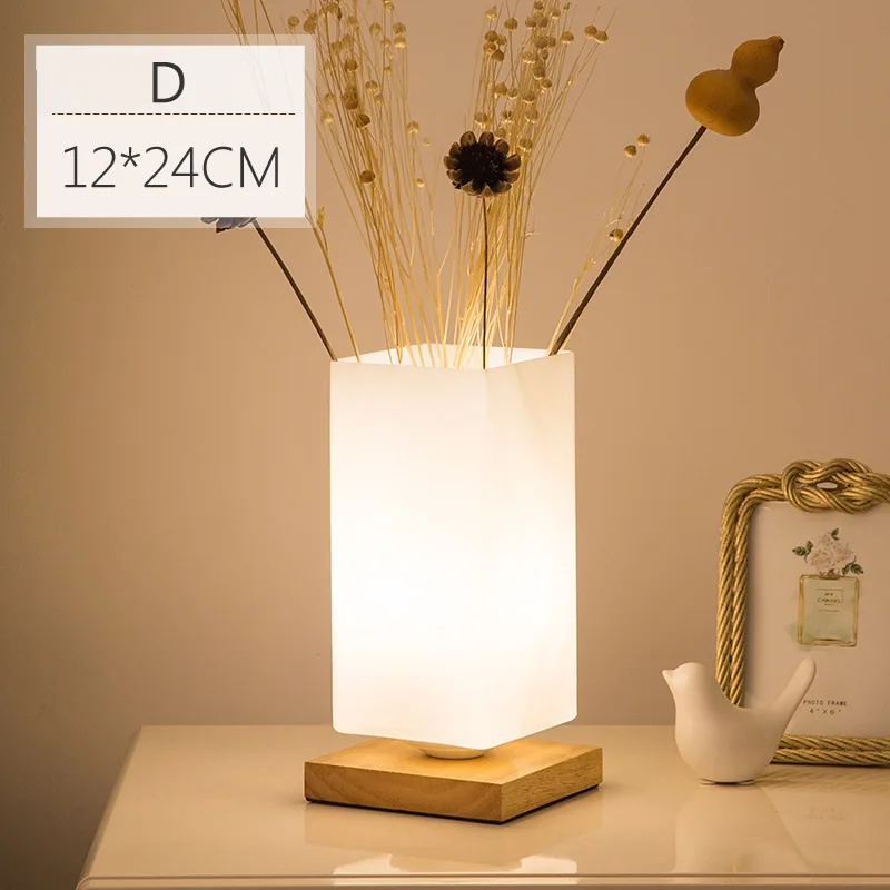 

Wood+glass Table Lights Modern Simplicity Style Desk Decoration Reading Lamp Bedroom Bedside Night Light
