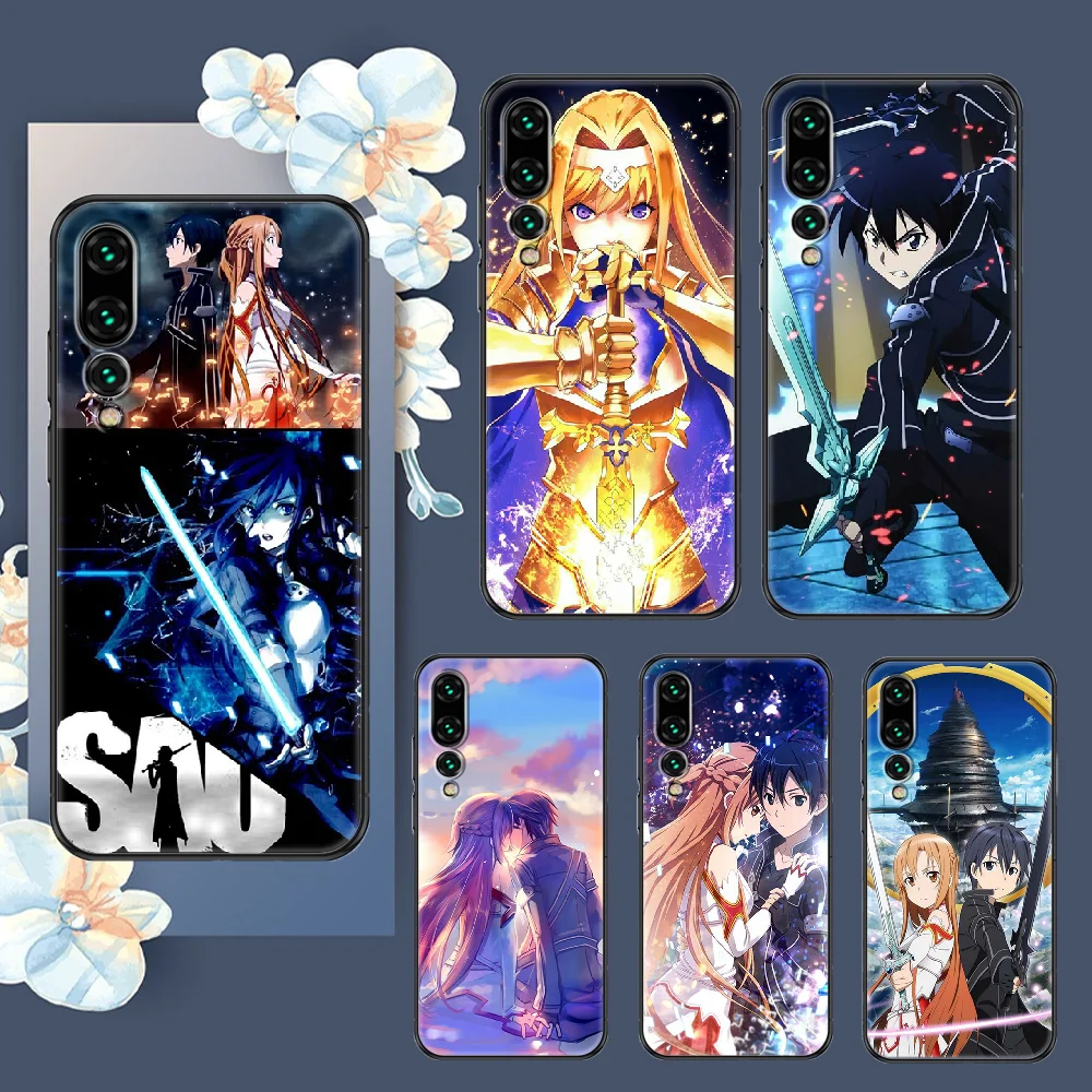 Аниме-обувь для вечеринки в Стиле косплей Sword Art Online чехол для телефона для Huawei P Mate P10 P20 P30 P40 10 20 Смарт Z Pro Lite 2019 черный арт премьер-чехол из ТПУ