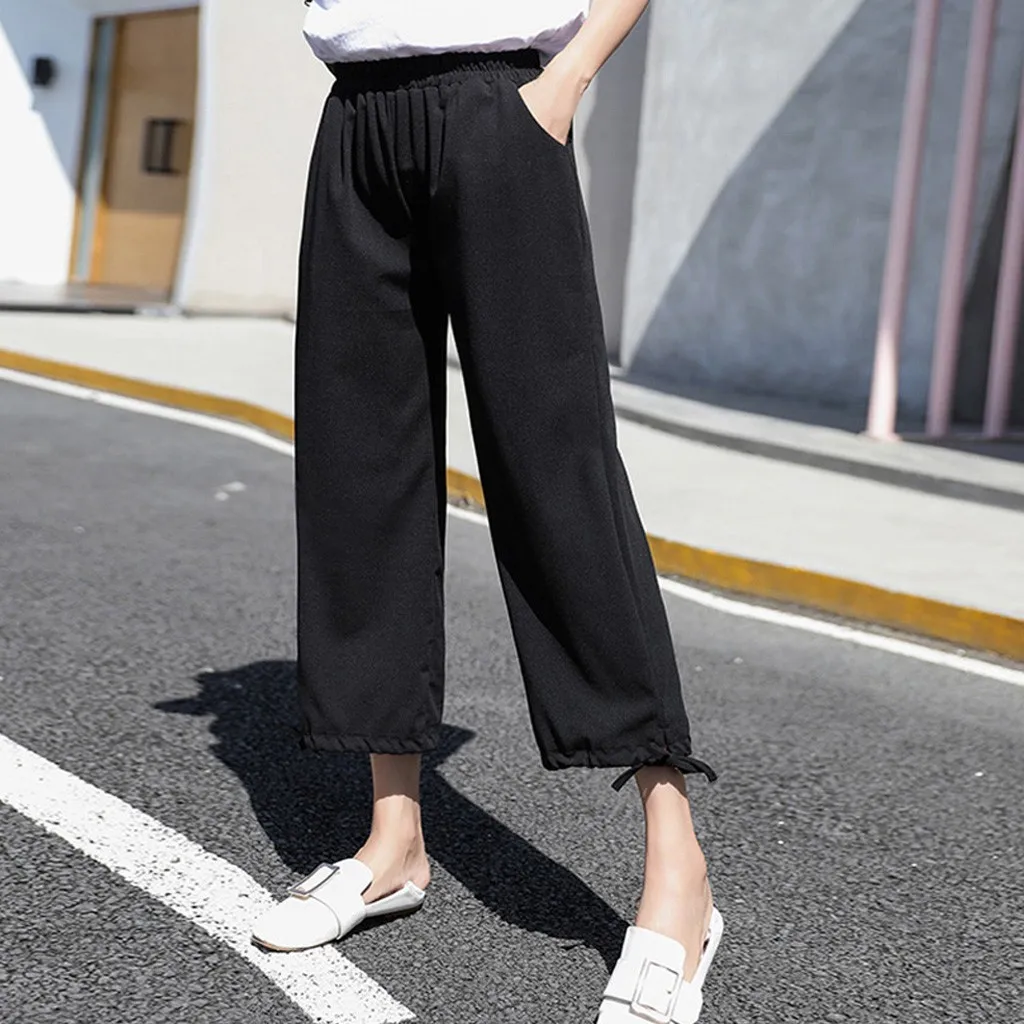 Женские модные повседневные брюки женские с высокой талией Knickerbockers на шнуровке