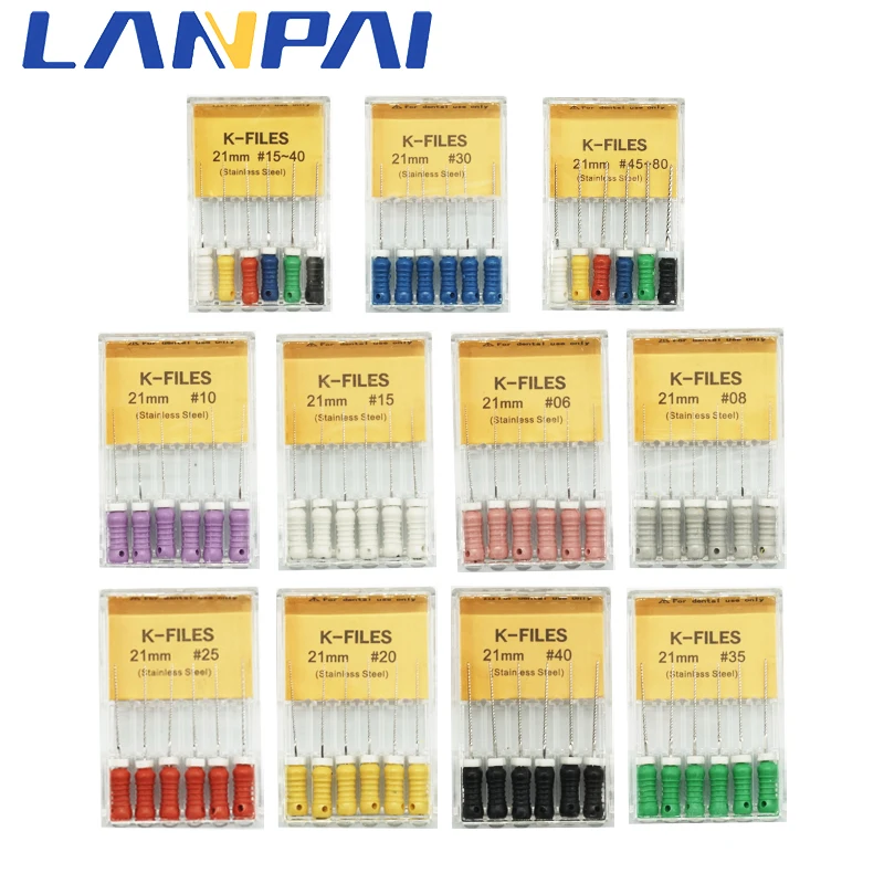 Lanpai Dental K Файлы 6 шт./упак. Органайзер ручная пилка нержавеющая сталь 25/21 мм высокая