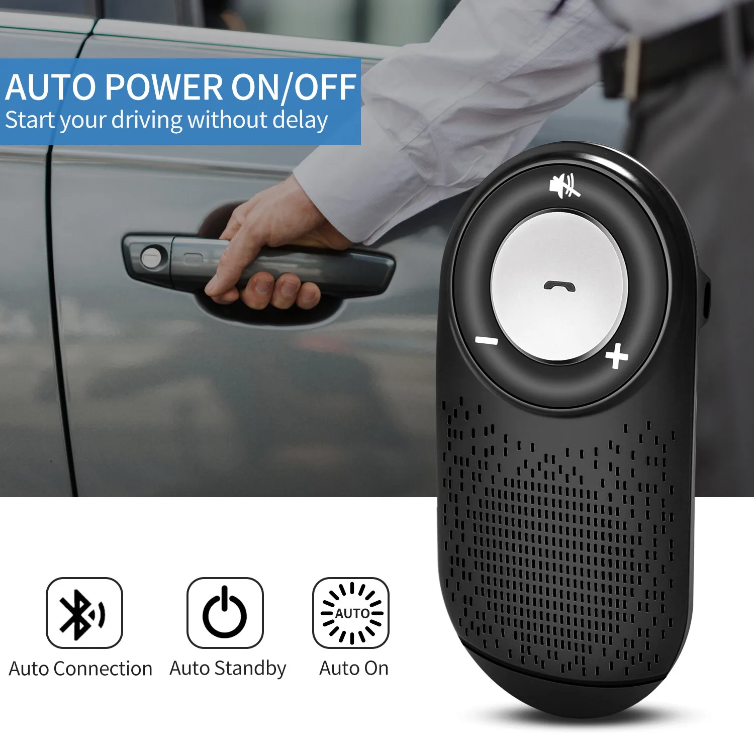 ET Bluetooth Handsfree автомобильный комплект динамиков беспроводной Bluetooth Автомобильный спикерфон поддерживает Siri и Google Assistant