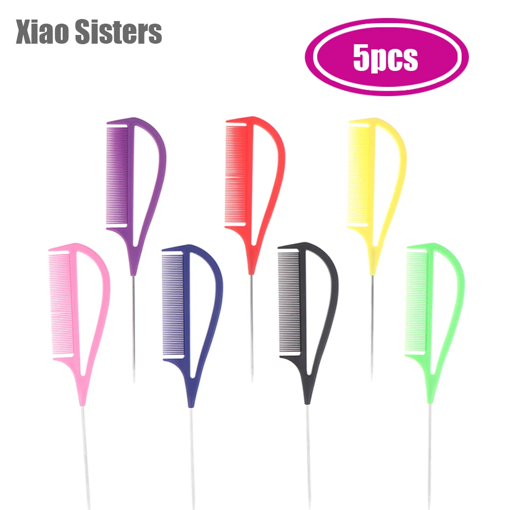 

5Pcs New Arrivls Hair Comb ABS Weaving Highlighting Foiling Hair Comb for Salon Dyeing Tail Combs Barber Tools Salon Supplies