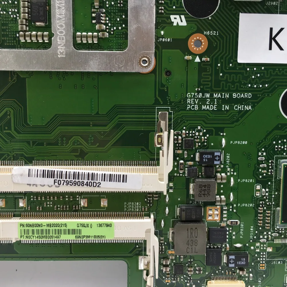 

KEFU G750JX motherboar For ASUS G750JW G750JH G750J G750JS G750JM Laptop Mainboard 2D connector i7-4700HQ CPU Test work 100%