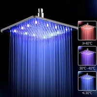 1216 inch square led water powered rain shower head stainless steel without shower arm bathroom shower