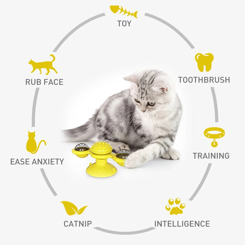 Детская головоломка для кошек вращающийся поворотный круг с щеткой кошка