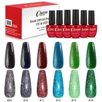 6pcsset reflective glitter gel nail polish auroras nail art holographics effect soak off uv gel for nails design 10ml
