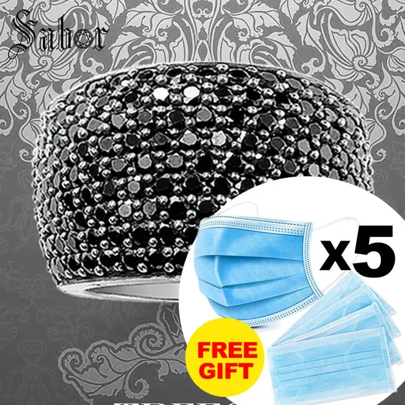 Коктейльные кольца с черным фианитом модные ювелирные украшения серебряного