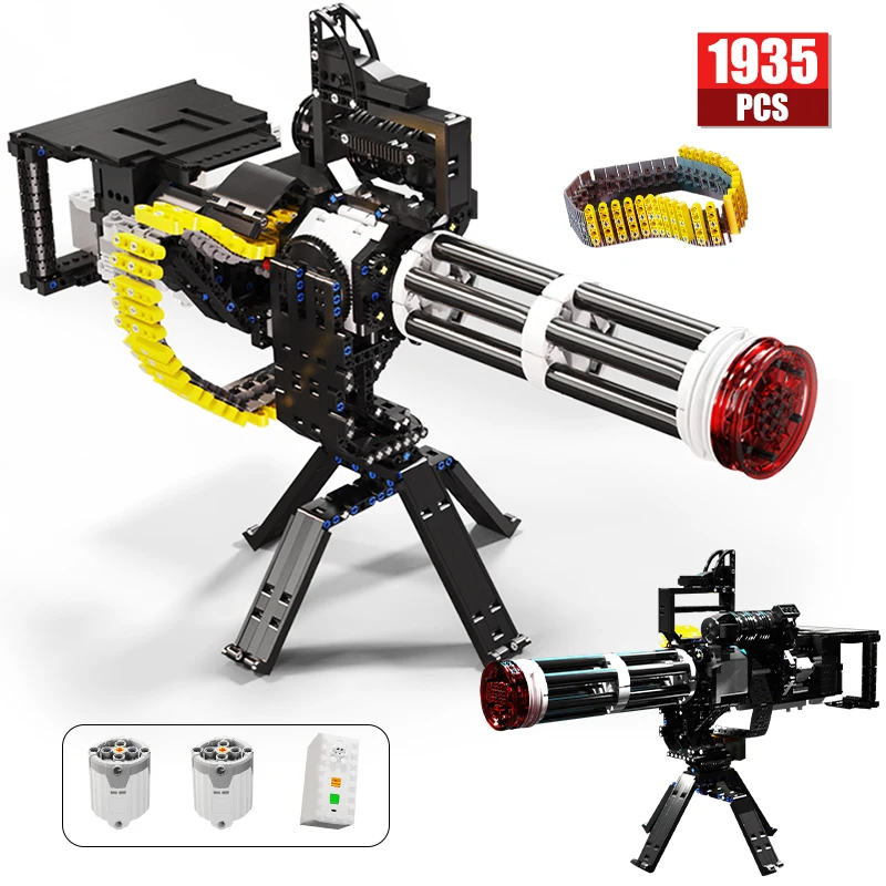 

1935 Pcs Military WW2 Weapon Electric Gatling Gun Emission Bullet Building Blocks City Police Bricks Educate Toys for Boys Gifts