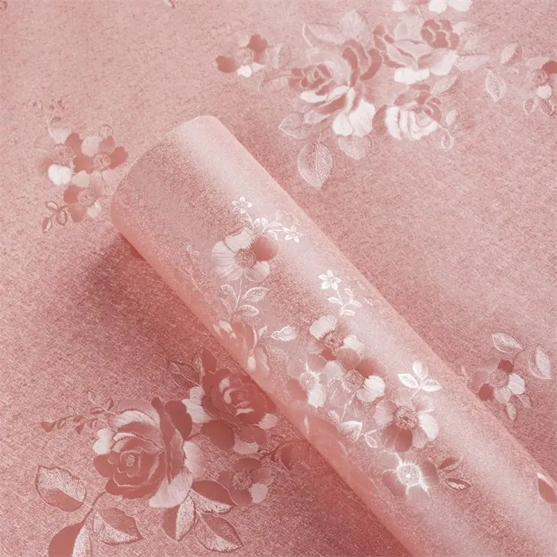 Pink Rose Flower Классические цветки пиона и розы цветочные обои рулоны ПВХ самоклеющиеся обои для гостиной спальни домашний декор настенные покрытия - Цвет: Pink Rose Flower