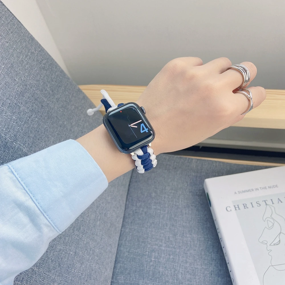 Ремешок плетеный нейлоновый для Apple Watch Series 3 2 1 40 мм 44 многоцветный Браслет iWatch 38 42