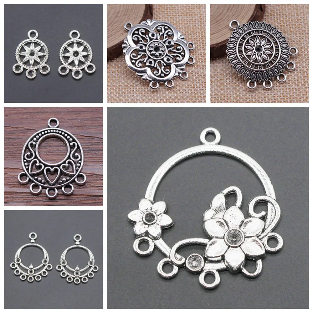 

Charms for Jewelry Making Findings Handmade DIY Craft Round Flower Earring Connecting Piece Charms
